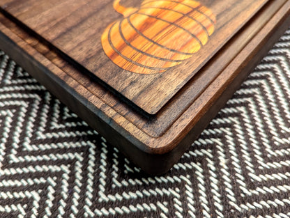 Autumn Project - Walnut Edge-Grain with Pumpkin Inlay (Happy Accident Discount)